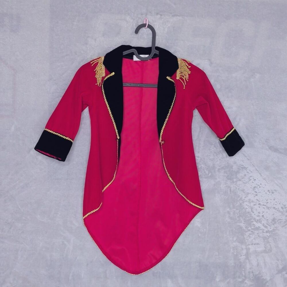 TRISH SCULLY Red Velvet Ringmaster Jacket Boys Size 3Y Halloween Dress Up Fringe